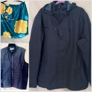 XL Black Windbreaker and Vest Combo with Duster Bag